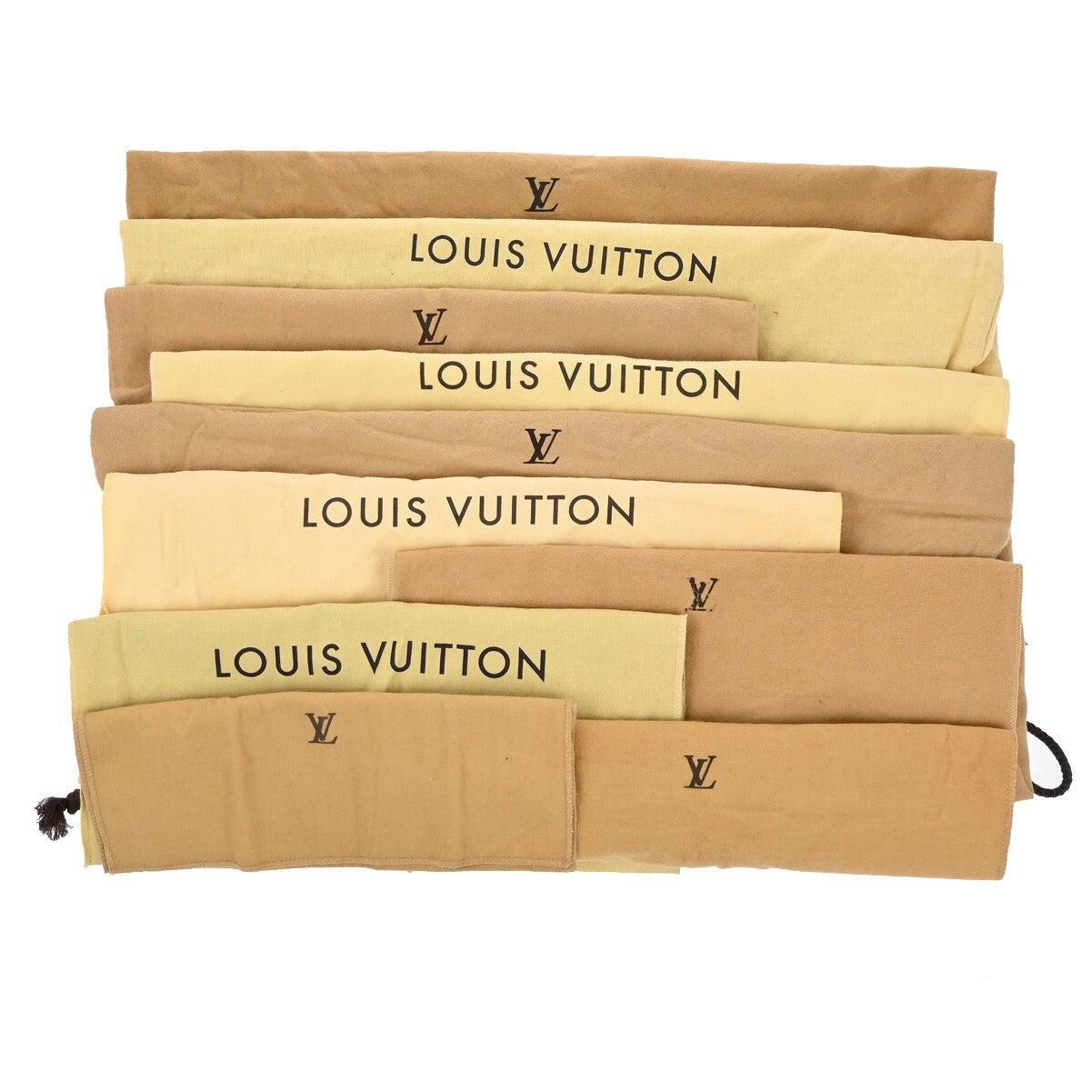 LOUIS VUITTON Logo 10 Set Dust Bag Drawstring Canvas Cotton Beige Brown 09EE145