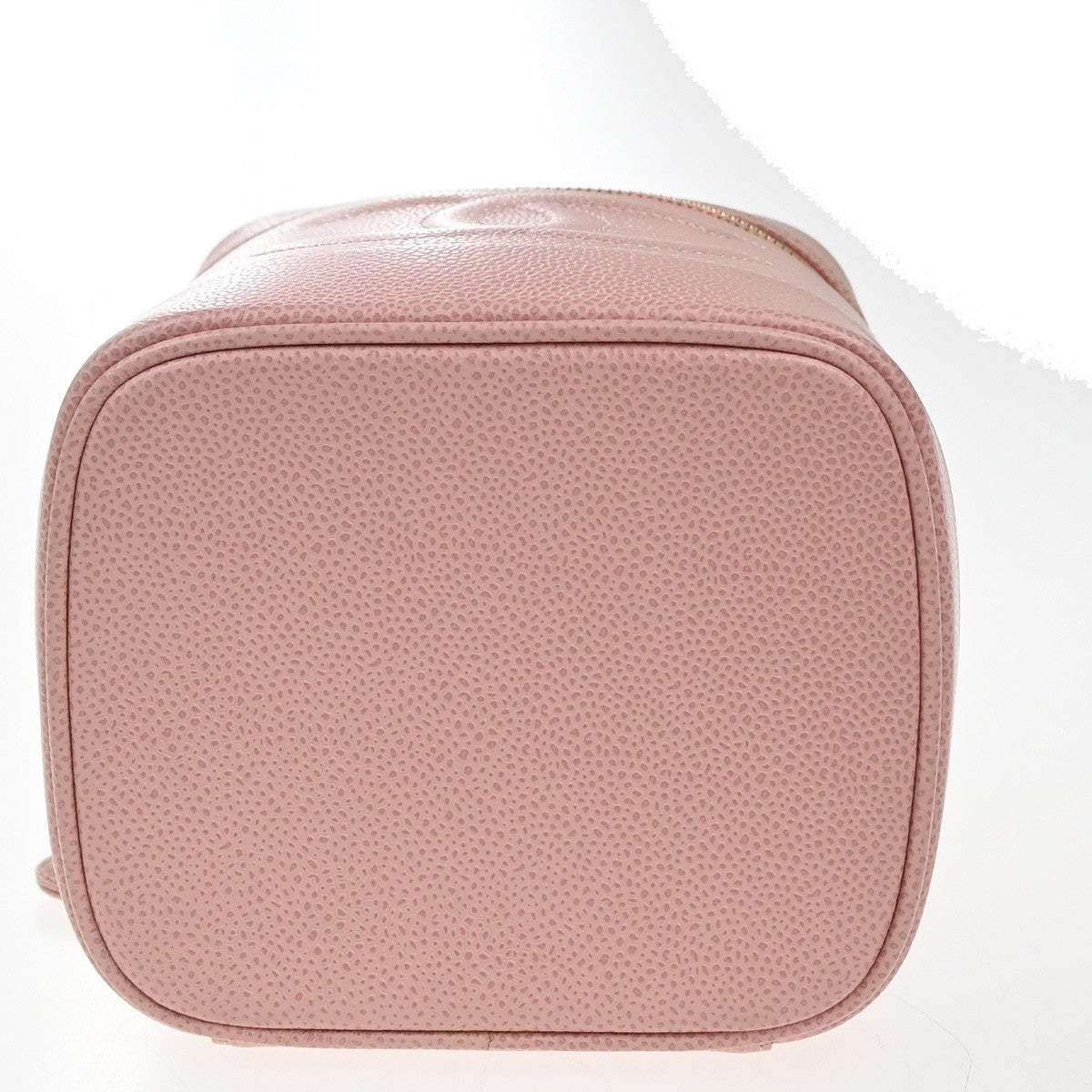CHANEL CC Logo Cosmetic Vanity Hand Bag Grained Calfskin Leather Pink 674RP132
