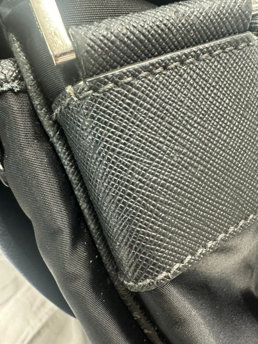 PRADA MILANO Logo Tessuto Messenger Shoulder Bag Nylon Leather Black 09CA778