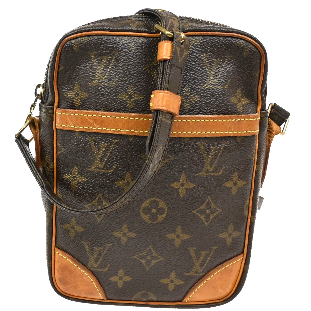 LOUIS VUITTON Danube Shoulder Bag Monogram Leather Brown France M45266 65TA078