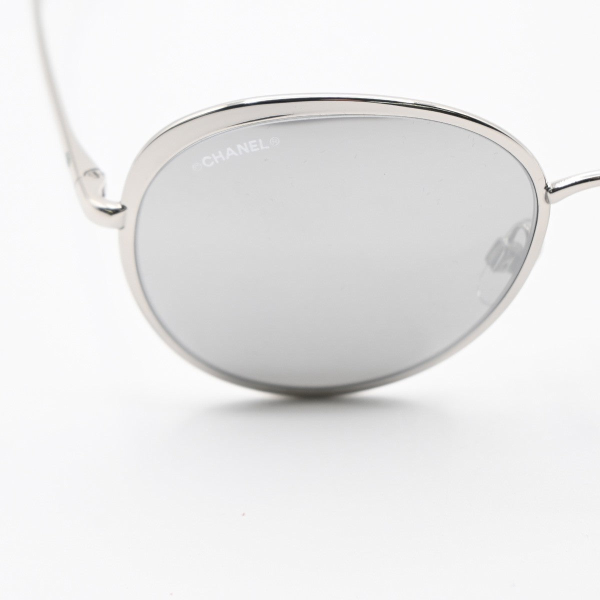 CHANEL CC Logo Sunglasses Eye Wear Mirror Lenz Plastic Metal Silver 4206 36RL592