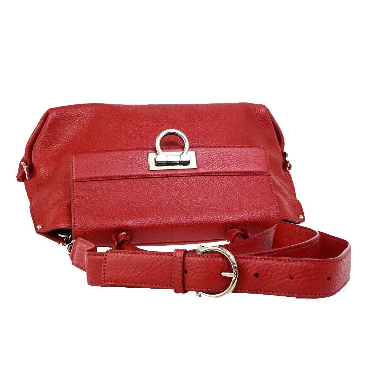SALVATORE FERRAGAMO Gancini 2Way Shoulder Hand Bag Leather Red SHW 34ED318