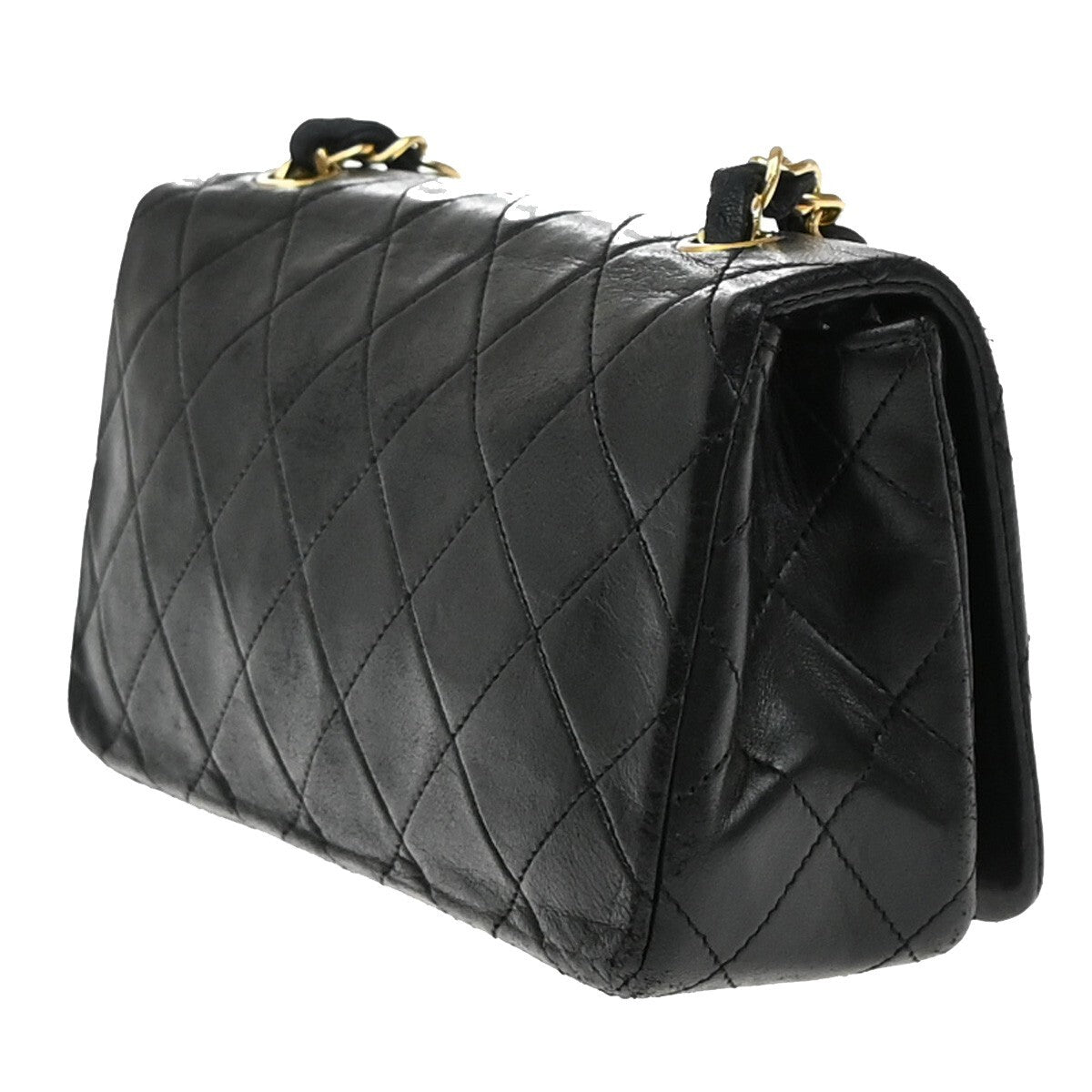 CHANEL CC Mini Matelasse Full Flap Chain Shoulder Bag Leather Black GHW 654RF285