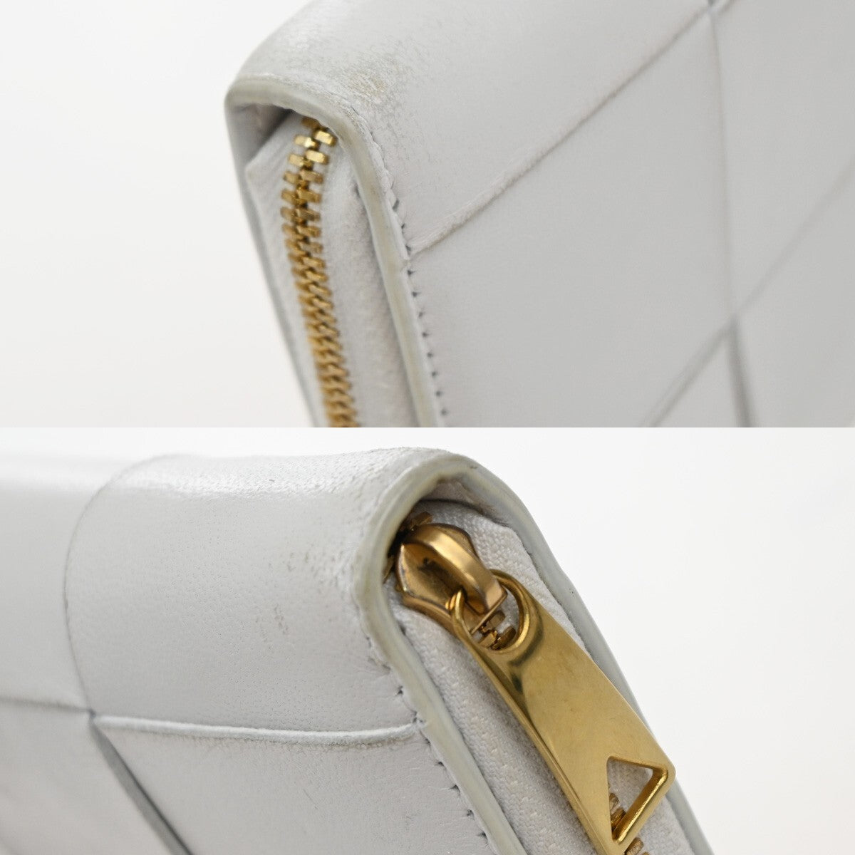 BOTTEGA VENETA Cassette Intrecciato long Wallet Purse Leather White 64EE516