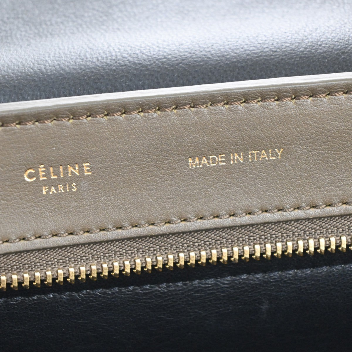 CELINE Trapeze Tricolor 2way Shoulder Hand Bag Leather Suede Khaki Beige 70KB559