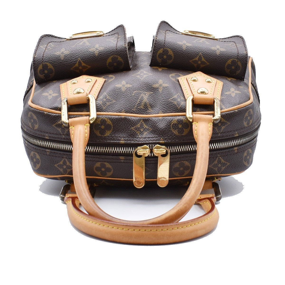 LOUIS VUITTON Manhattan PM Hand Bag Monogram Leather Brown Gold M40026 18AA035