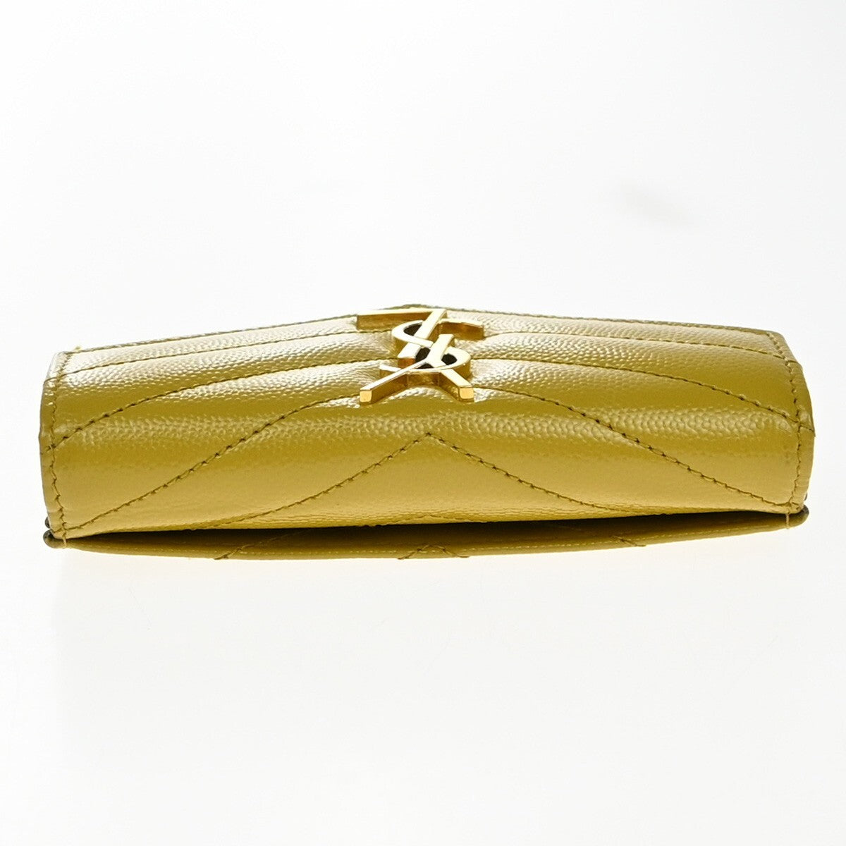 SAINT LAURENT YSL Logo Compact Bifold Wallet Leather Yellow GHW 85RF304