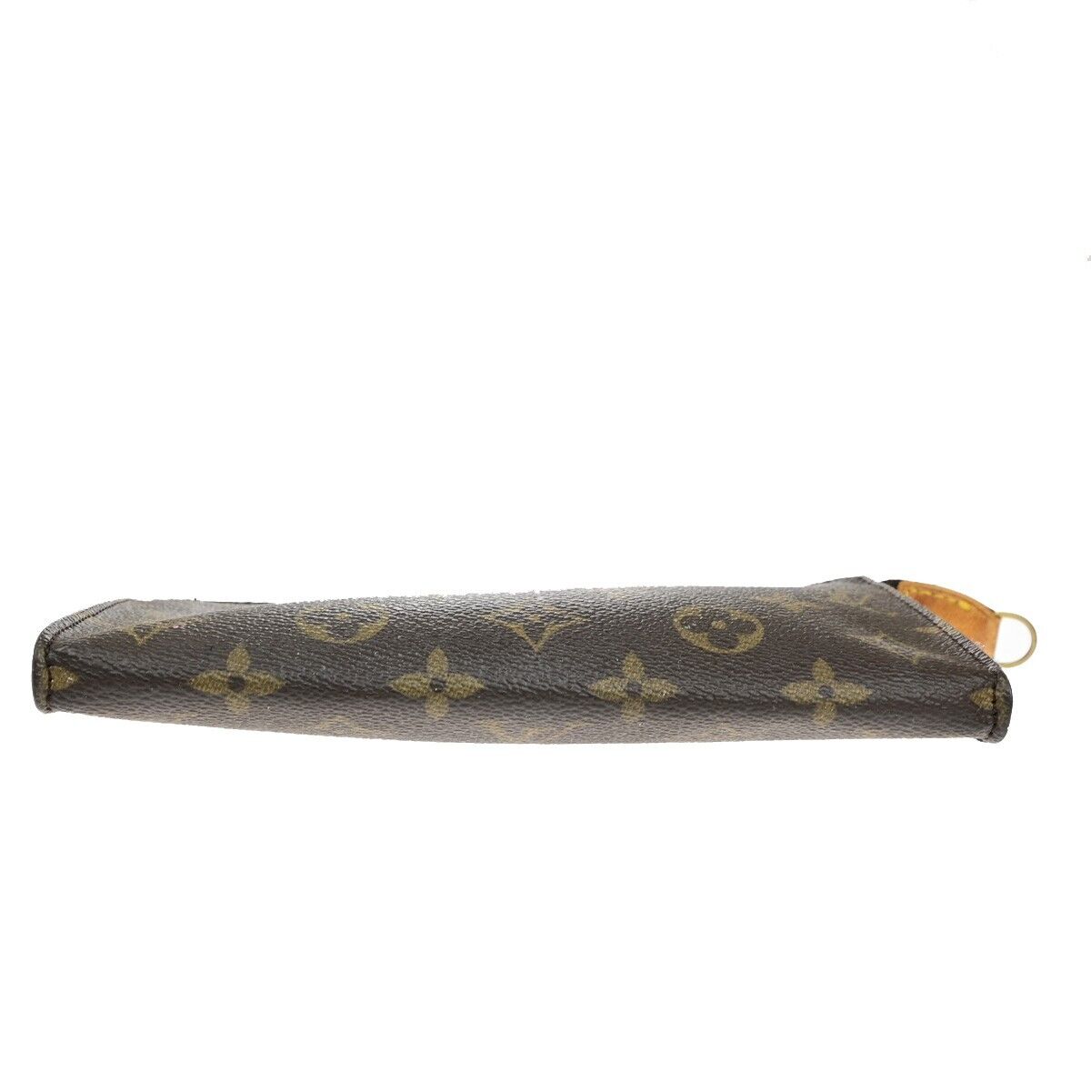 LOUIS VUITTON LV Logo Bucket GM Pouch Bag Monogram Leather Brown Gold 02ED726