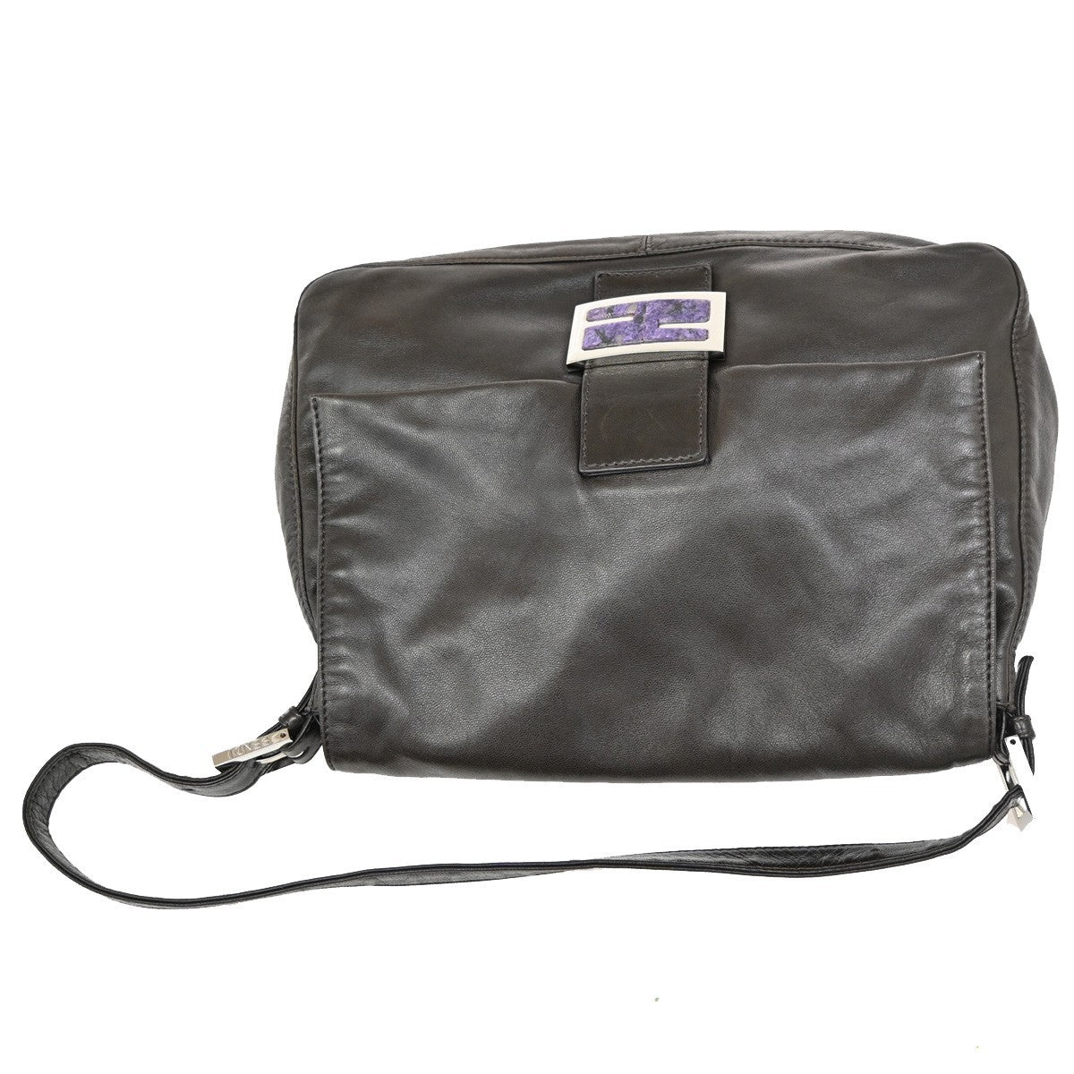 FENDI Mamma Baguette Shoulder Hand bag Leather Stone Brown Italy SHW 46RL468
