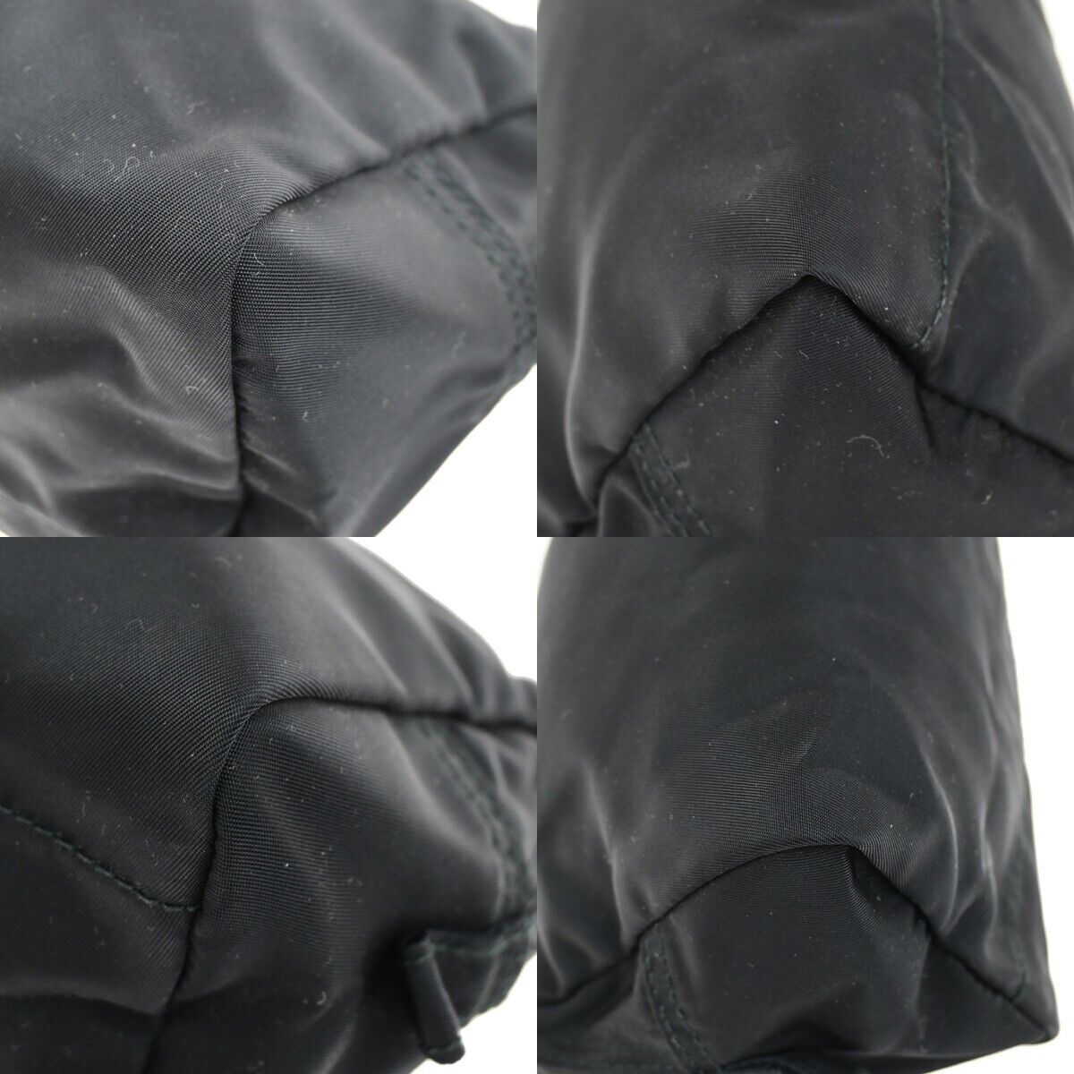 PRADA Logo Tessuto Cosmetic Pouch Nylon Leather Black Silver 32YH094