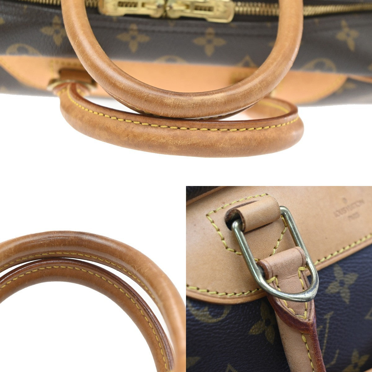 LOUIS VUITTON LV Logo Deauville Hand Bag Monogram Leather Brown M47270 70SA162