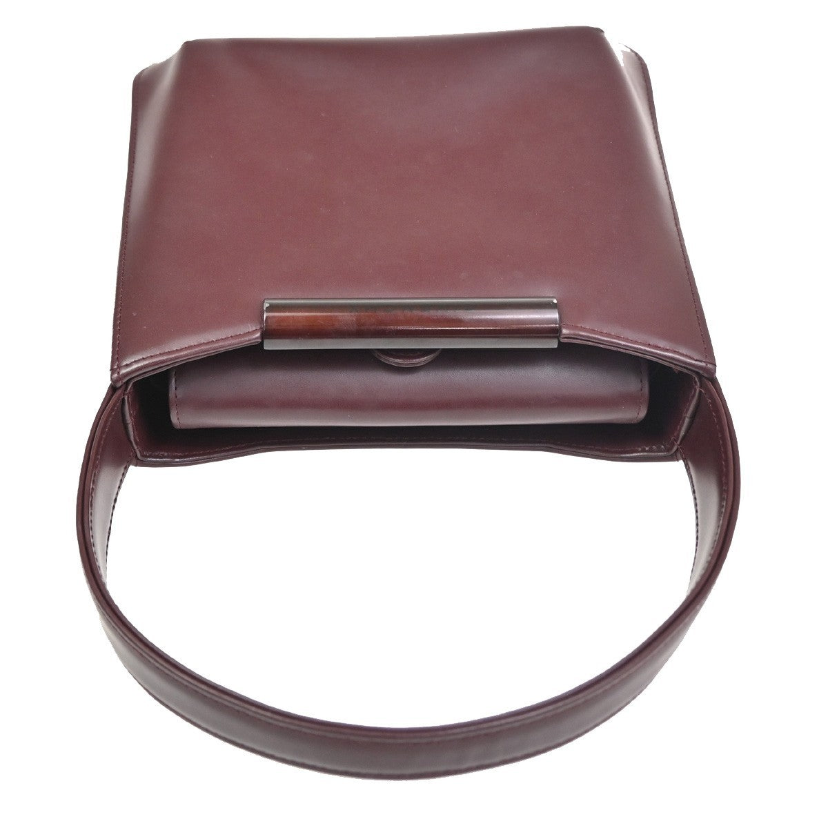 GIVENCHY Logo Top Handle Hand Bag Leather Canvas Burgundy 05KC527
