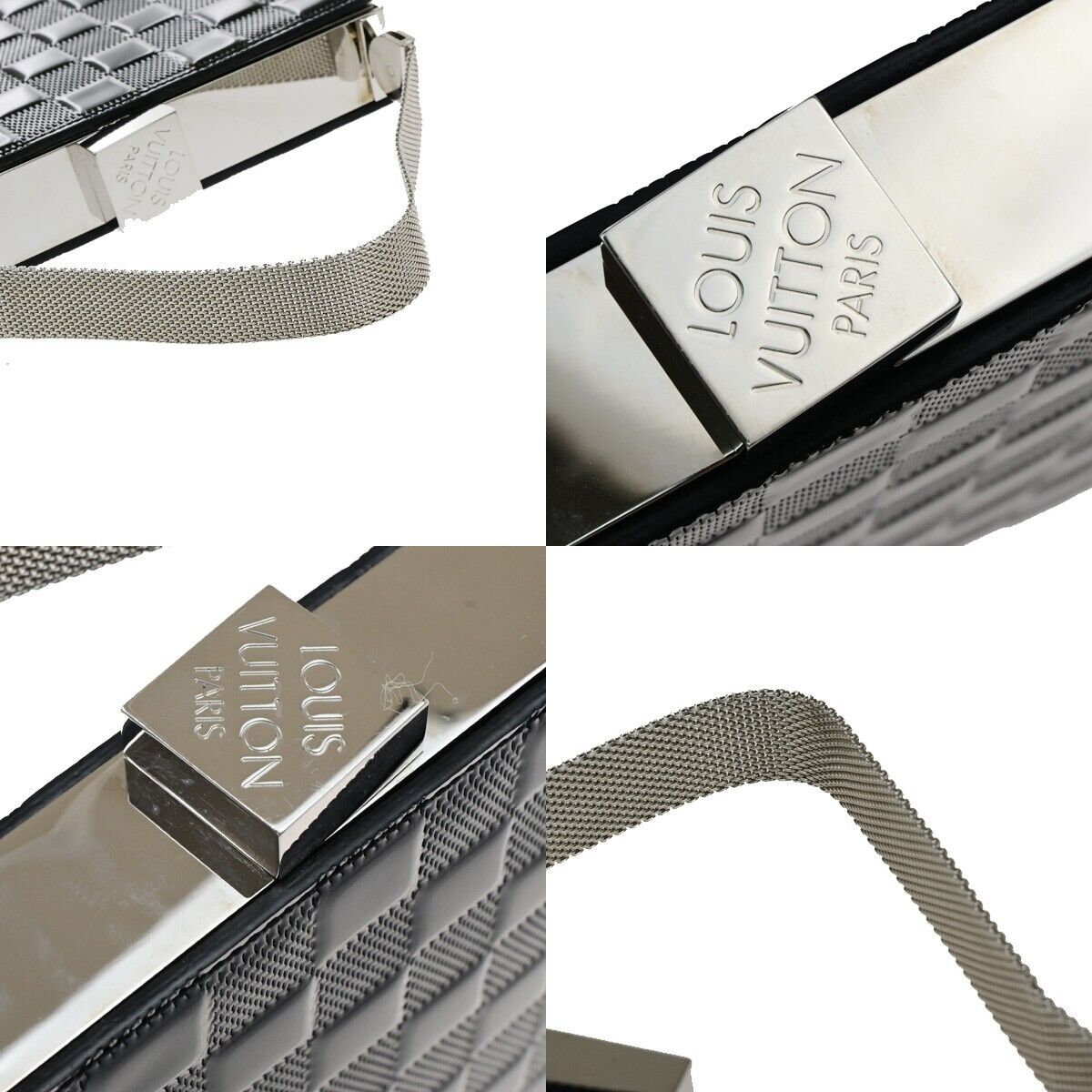 LOUIS VUITTON Ange Hand Bag Damier Vernis Leather Black Silver M92103 75ED437