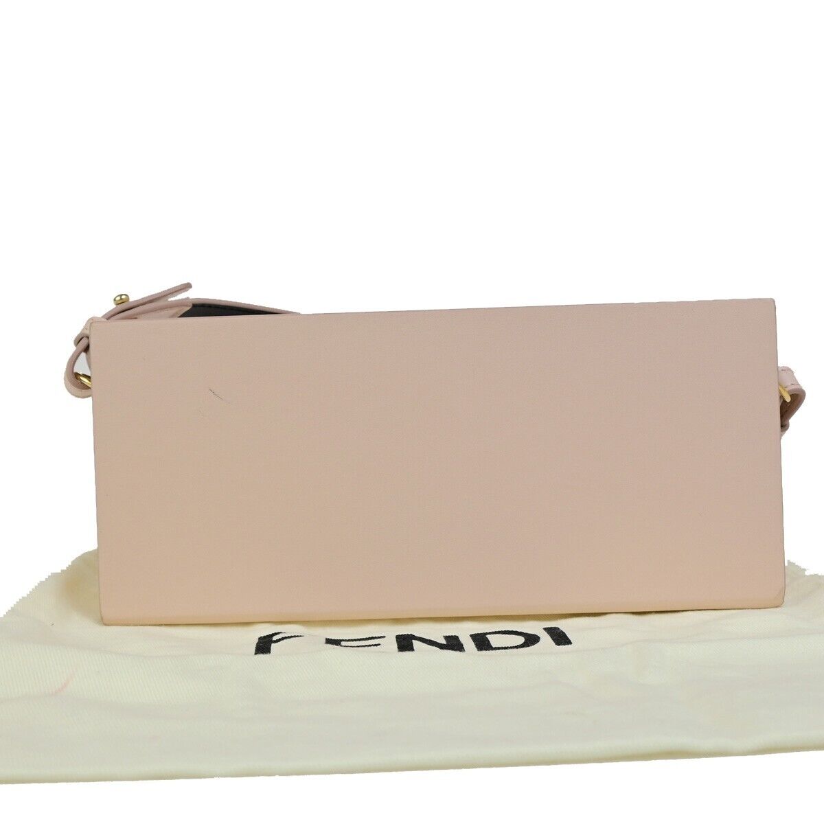 FENDI Logo Horizontal Box Shoulder Bag Leather Pink GHW Made in Italy 99RK677