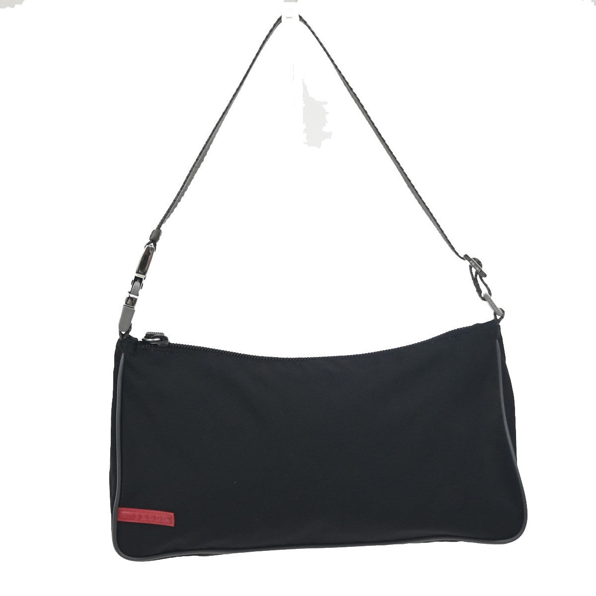 PRADA Logo Sport Mini Pochette Shoulder Bag Nylon Canvas Black SHW 05ZA334