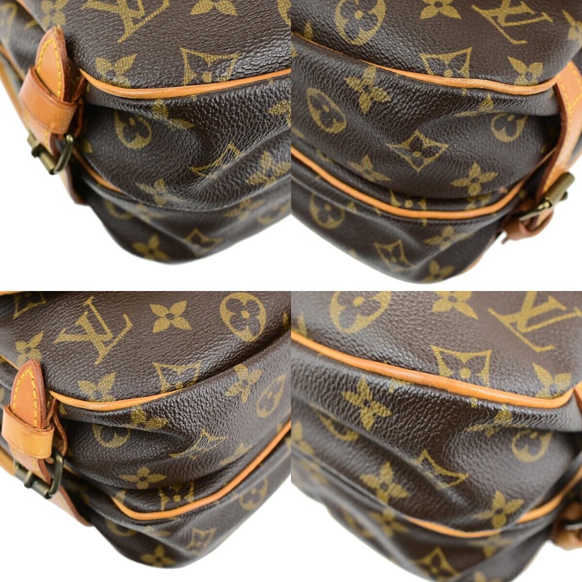 LOUIS VUITTON Logo Saumur 30 Shoulder Bag Monogram Leather Brown M42256 16ED410