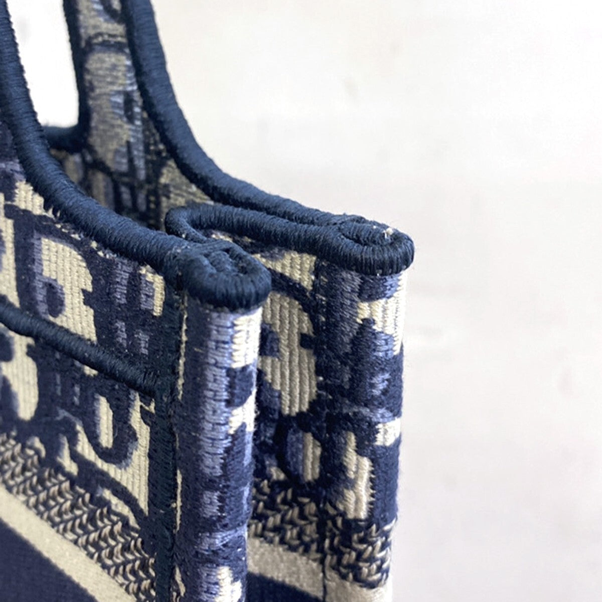 CHRISTIAN DIOR Logo OBLIQUE Mini Hand Bag Canvas Navy Blue Italy 373LC335