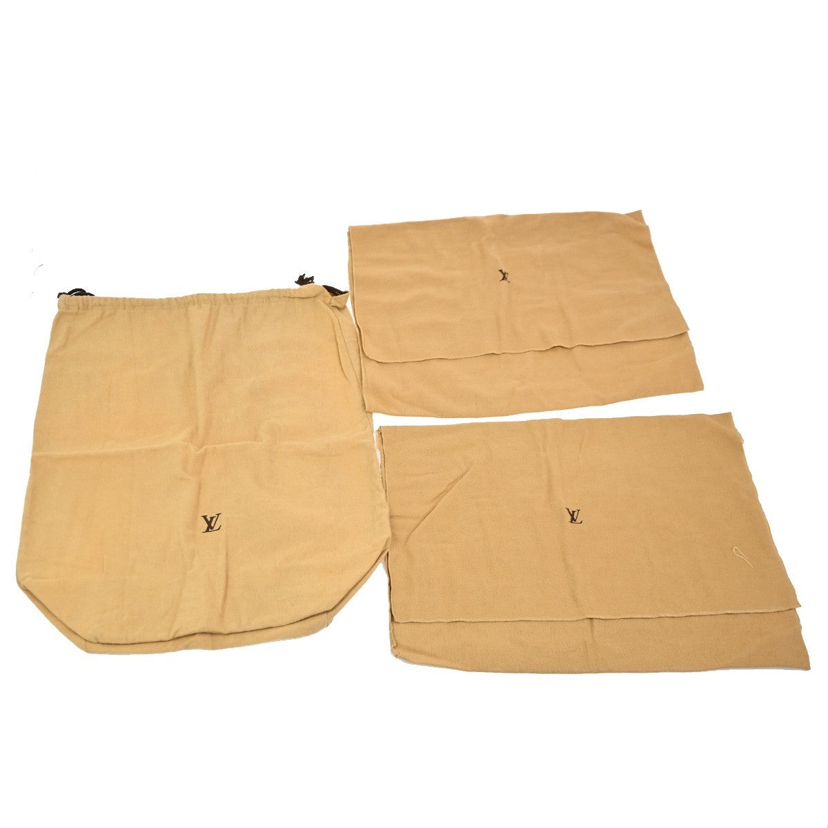 LOUIS VUITTON Logo 10 Set Dust Bag Drawstring Canvas Cotton Beige Brown 09KC725