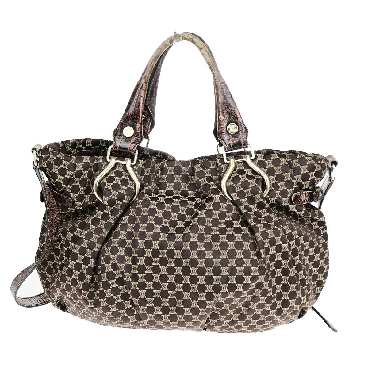 CELINE Macadam 2Way Shoulder Tote Bag Canvas Embossing Leather BN GHW 62YF649