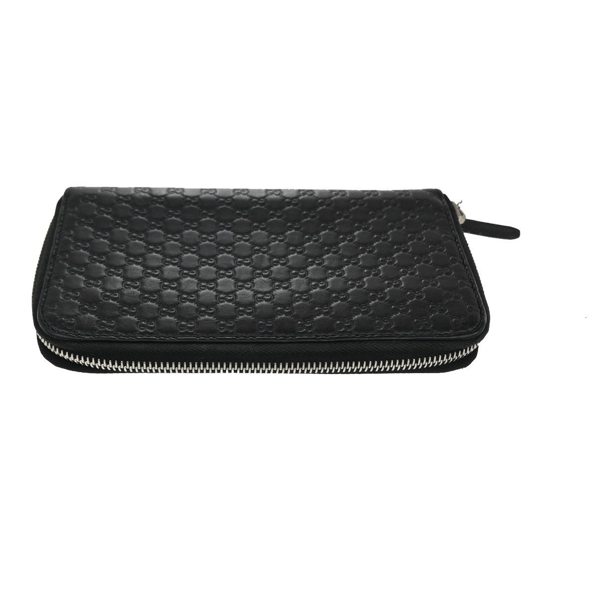 GUCCI Micro Guccissima GG Pattern Zip Around Long Wallet Leather Black 60KC208