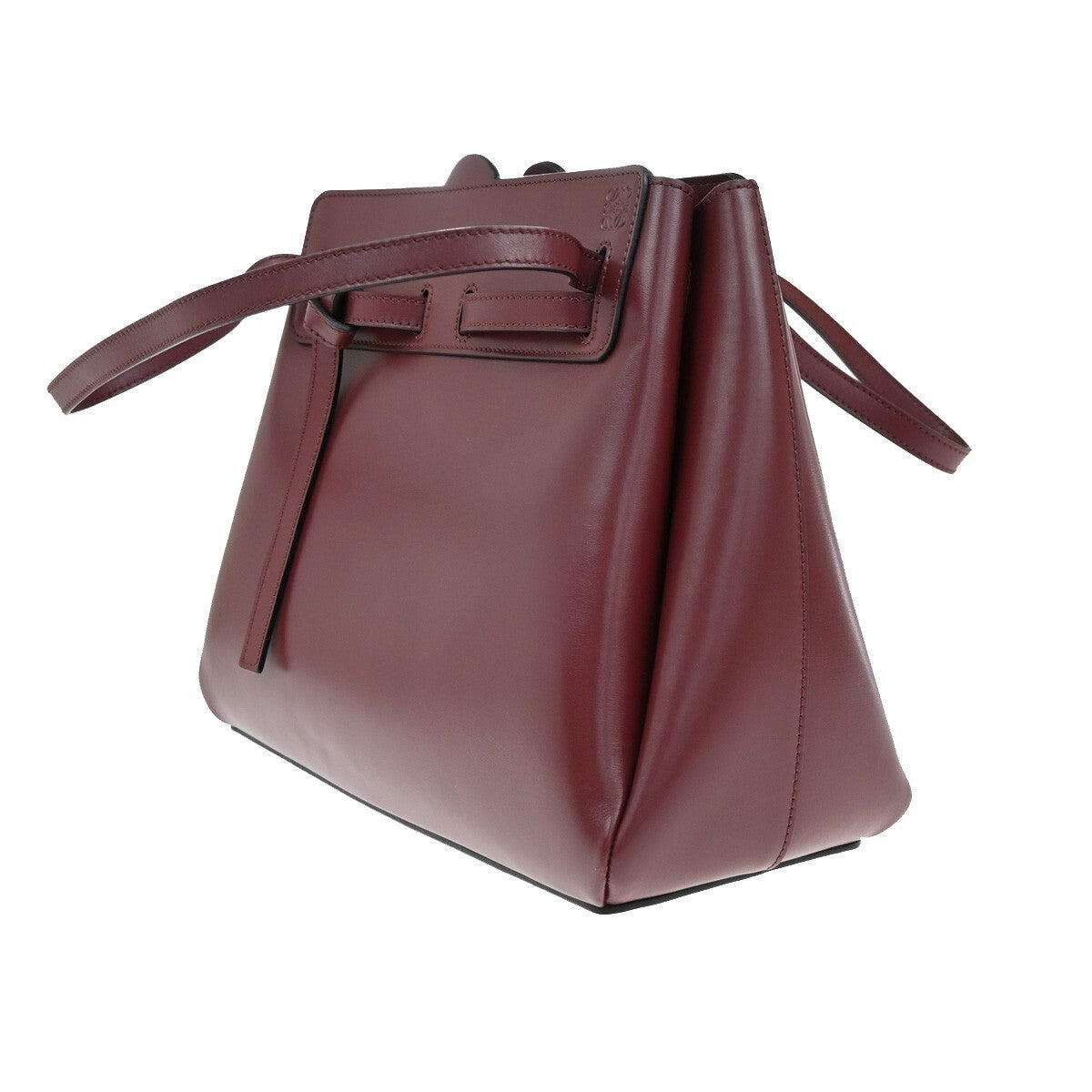 LOEWE Logo Lazo Hand Bag Leather Red Made in Spain 92RF255