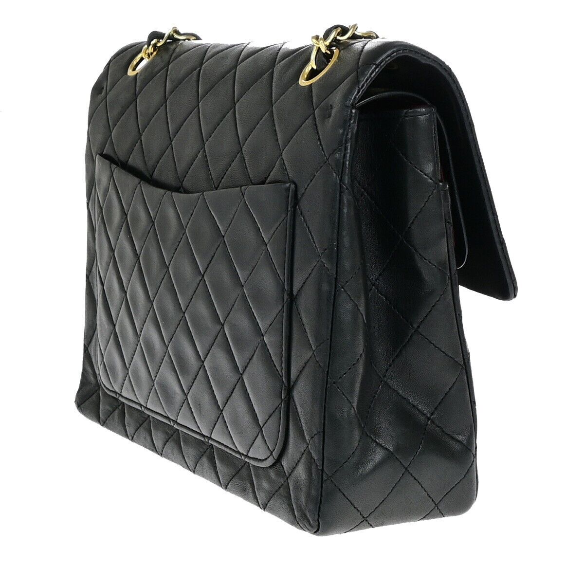 CHANEL CC Matelasse 25 Double Flap Chain Shoulder Bag Leather Black GHW 809RK651