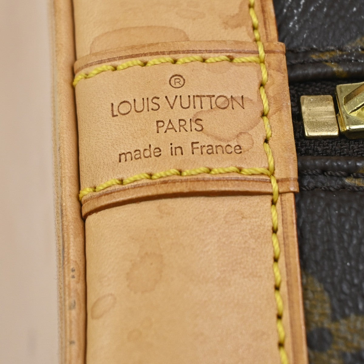 LOUIS VUITTON LV Logo Alma Hand Bag Monogram Leather Brown France M51130 73AA211