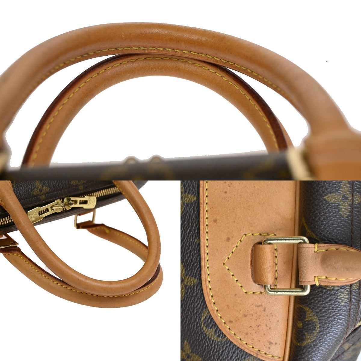 LOUIS VUITTON LV Logo Deauville Hand Bag Monogram Leather Brown M47270 77TA341