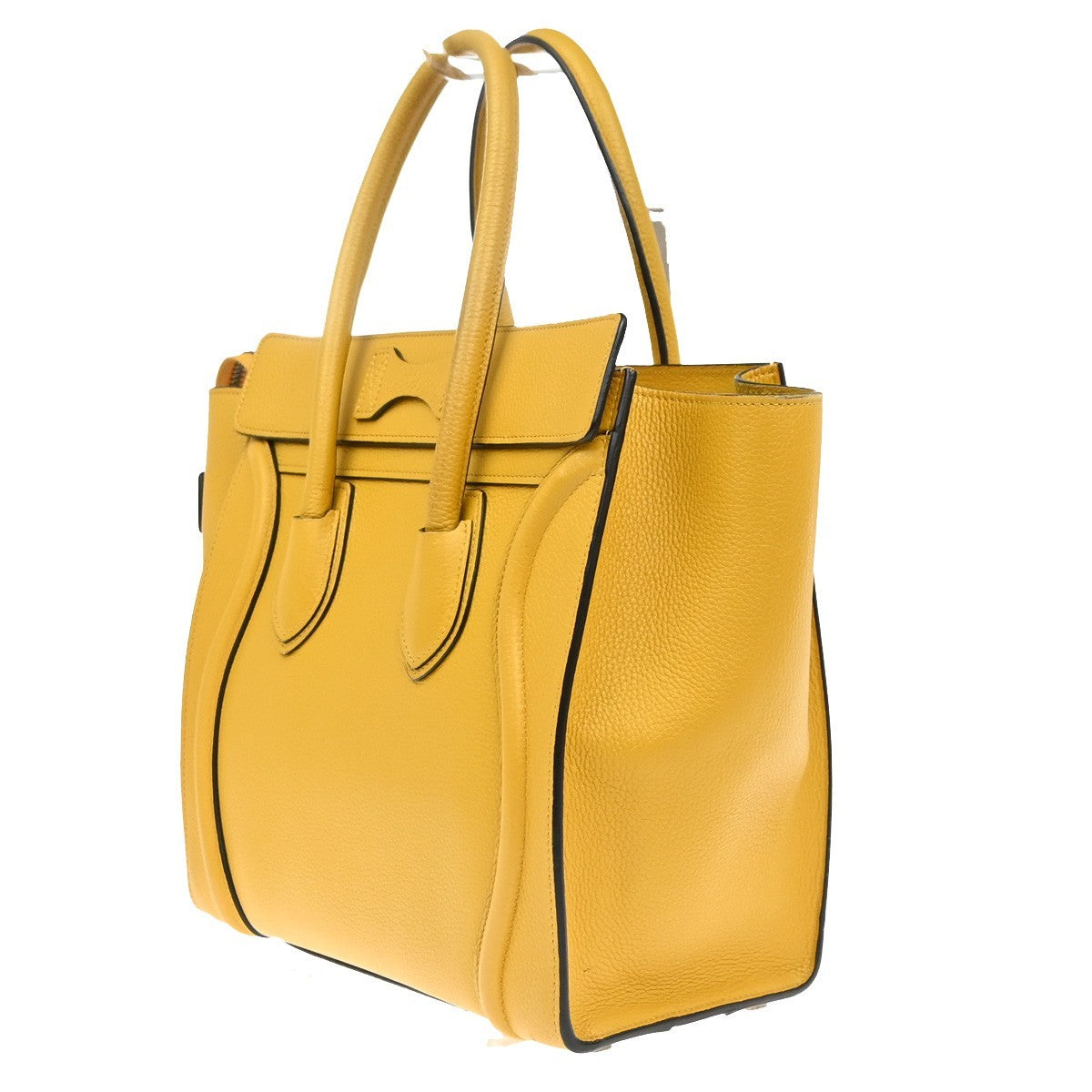 CELINE Luggage Micro Top Handle Tote Hand Bag Leather Yellow SHW Italy 667RL904