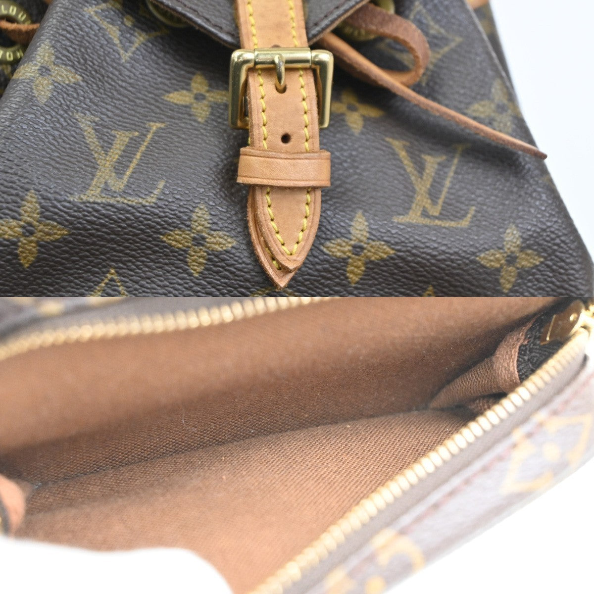 LOUIS VUITTON Mini Montsouris Backpack Bag Monogram Leather Brown M51137 99KC274