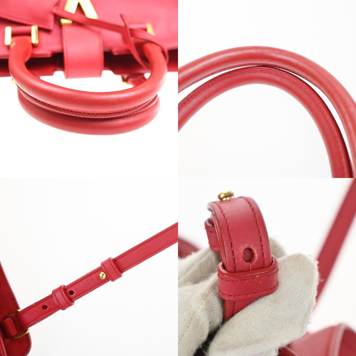 SAINT LAURENT Petit Cabas Y Line 2way Shoulder Hand Bag Leather RD Italy 76KC999