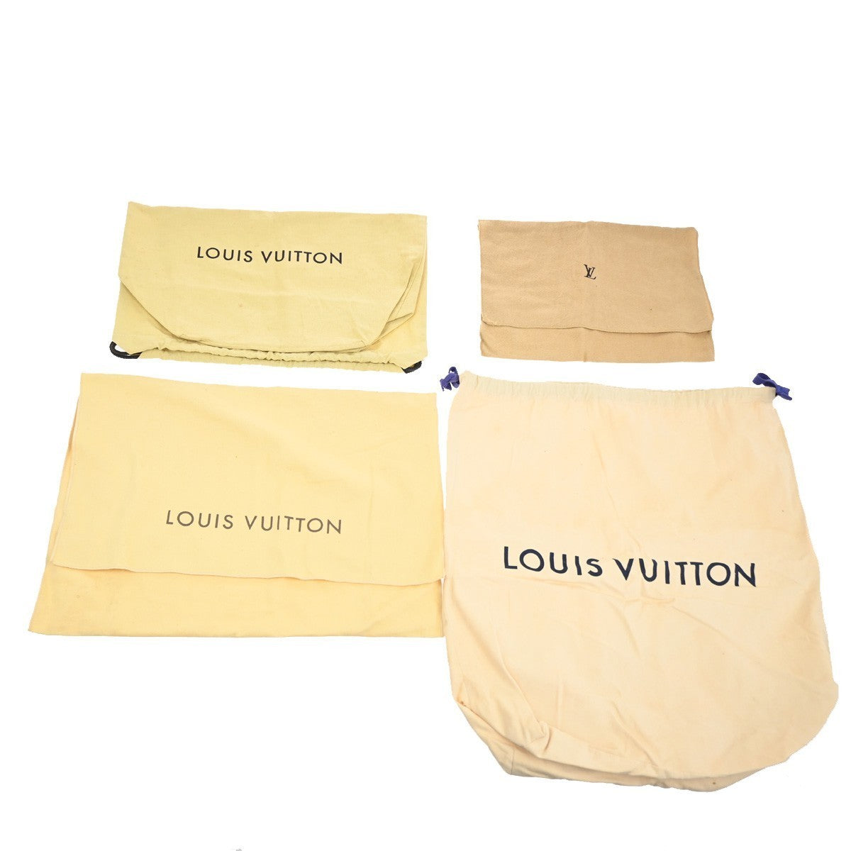 LOUIS VUITTON Logo 10 Set Dust Bag Drawstring Canvas Cotton Beige Brown 01KB917