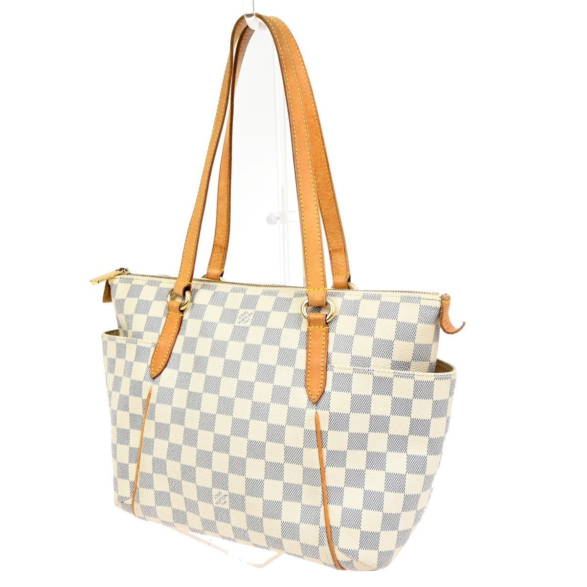 LOUIS VUITTON Totally PM Shoulder Bag Damier Azur Leather White N51261 15KC602