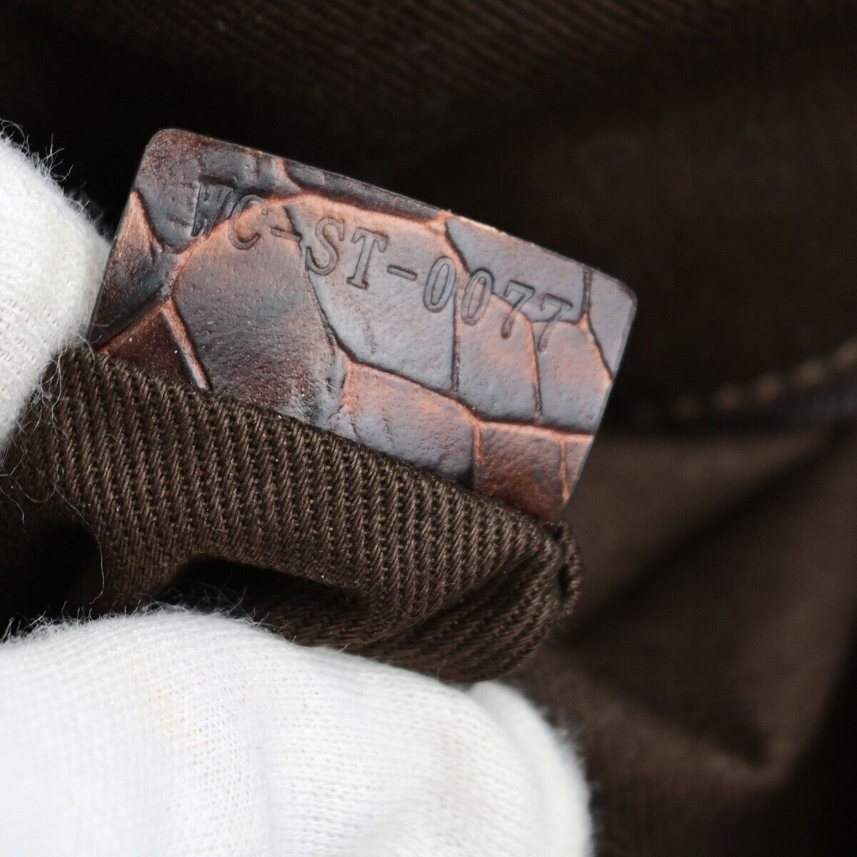 CELINE Logo Macadam Shoulder Tote Bag Suede Embossed Leather Purple SHW 34EC964