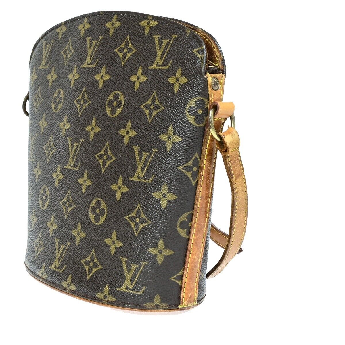 LOUIS VUITTON Logo Drouot Shoulder Bag Monogram Leather Brown M51290 31EB534