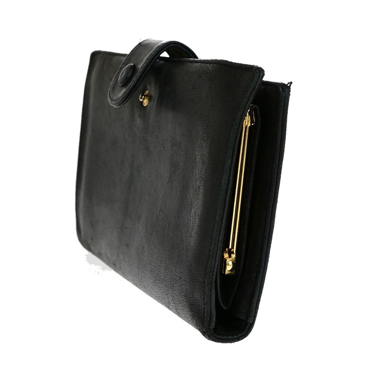 CHANEL CC Long Bifold Wallet Purse Leather Black GHW France Vintage 09EB001