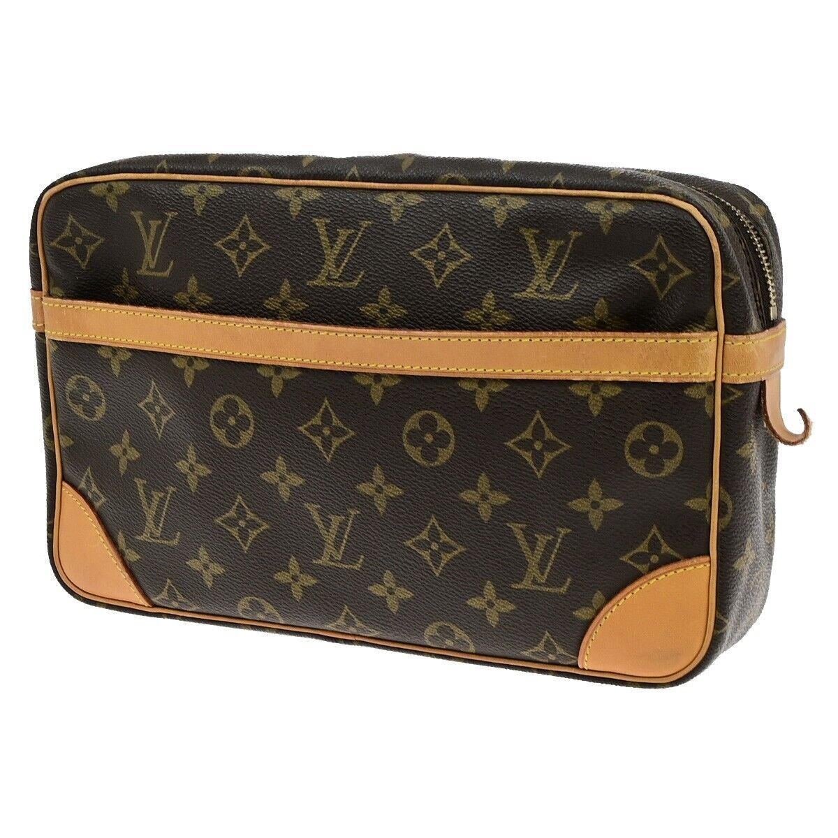 LOUIS VUITTON Compiegne 28 Clutch Bag Monogram Leather Brown GHW M51845 62ED985