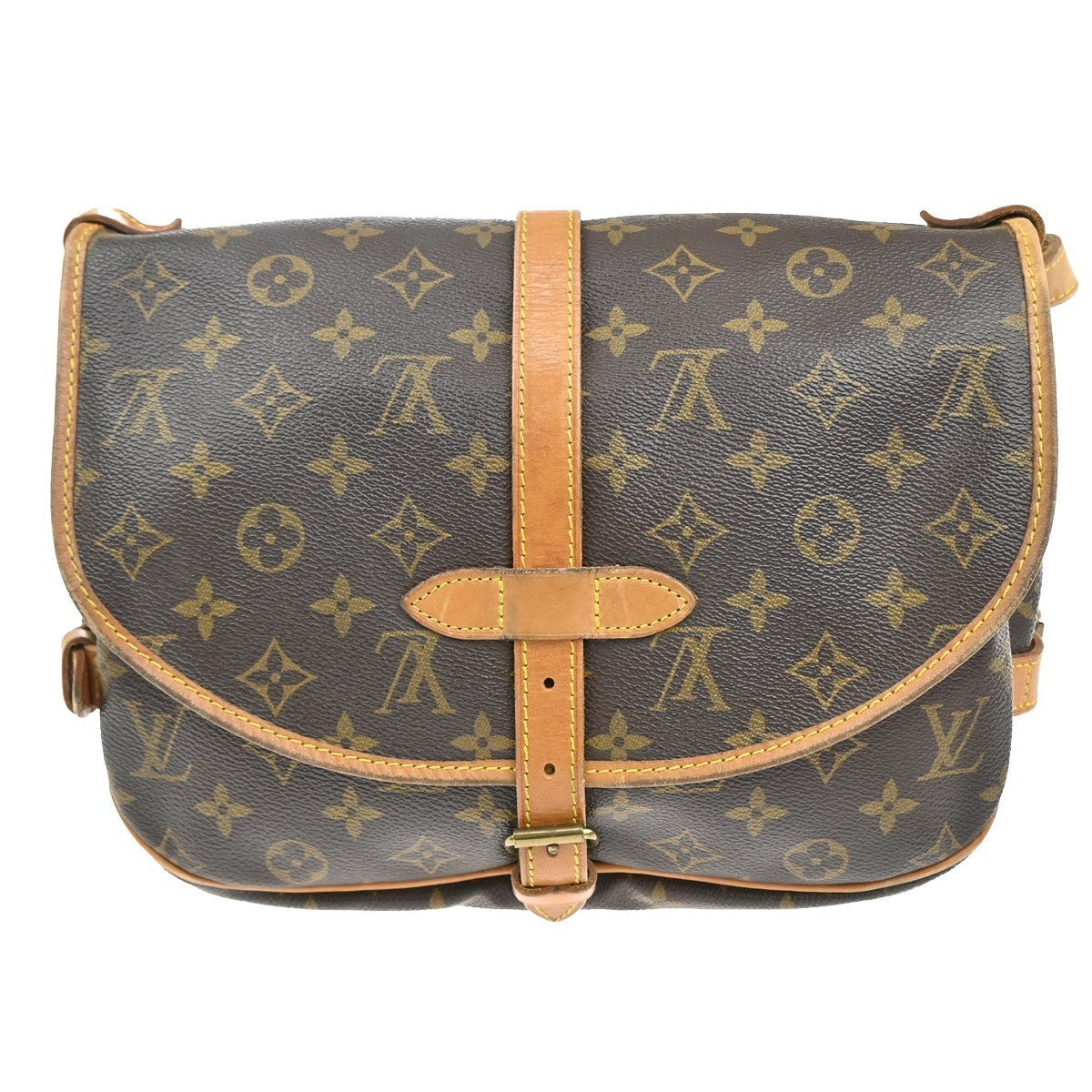 LOUIS VUITTON Logo Saumur 30 Shoulder Bag Monogram Leather BN USA M42256 74MA145
