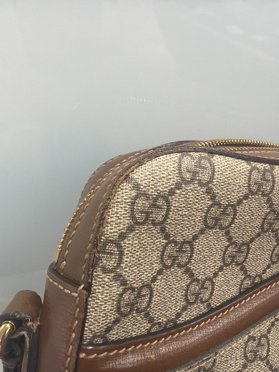 GUCCI GG Pattern Crossbody Shoulder Bag Supreme Leather Brown GHW Italy 96YJ268