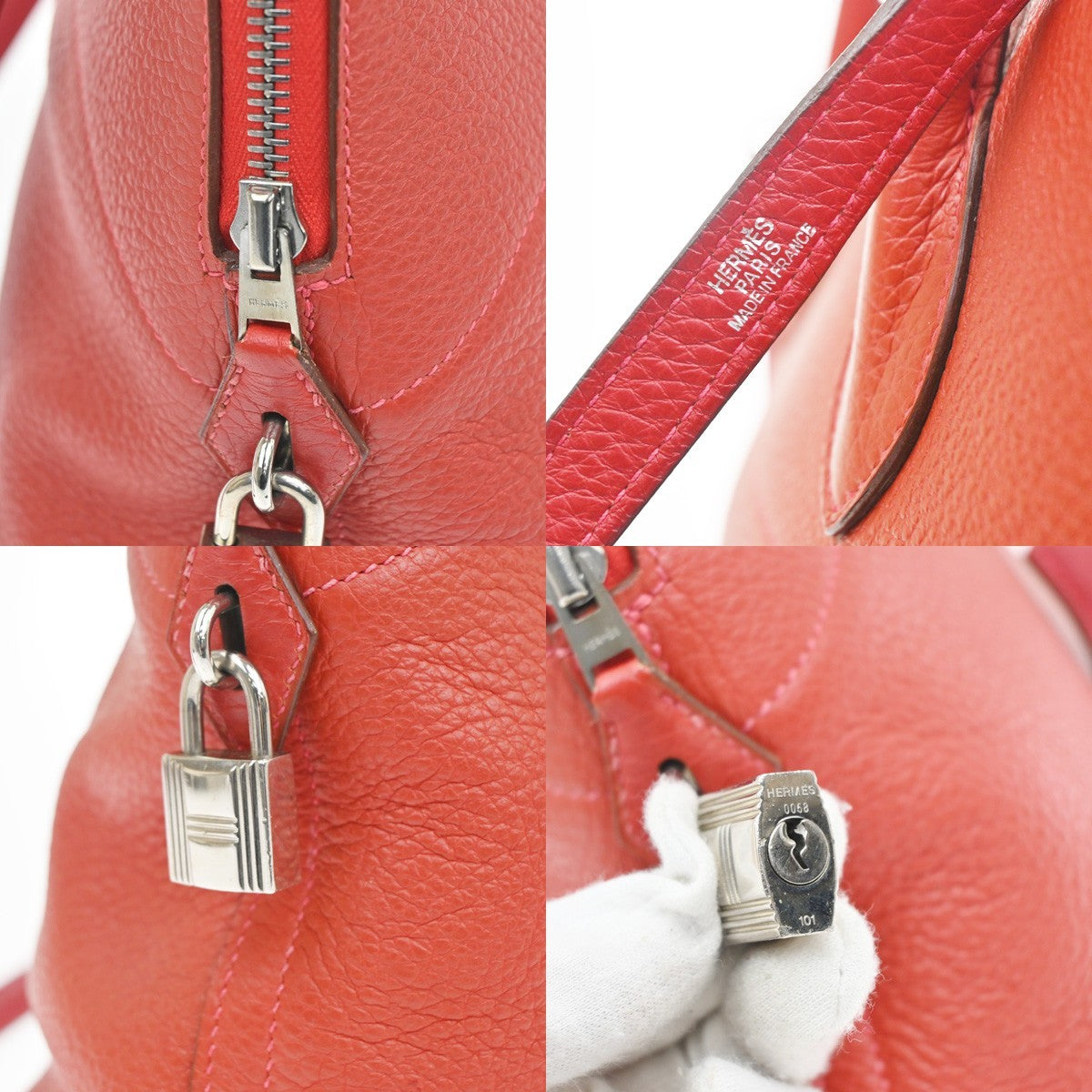 HERMES Bolide 35 2way Shoulder Hand Bag Taurillon Leather Red France 809RL943