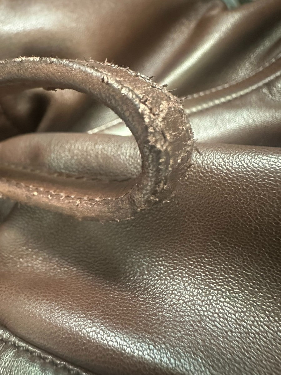 LOEWE LOGO Drawstring Shoulder Hand Bag Leather Brown GHW 38CA960