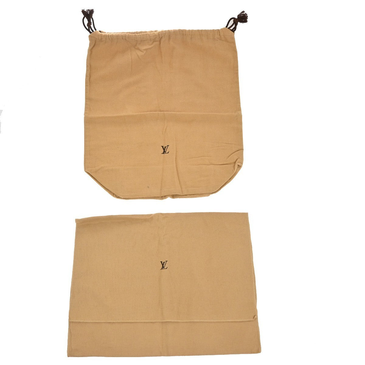 LOUIS VUITTON Logo 10 Set Dust Bag Drawstring Canvas Cotton Beige Brown 09KP042
