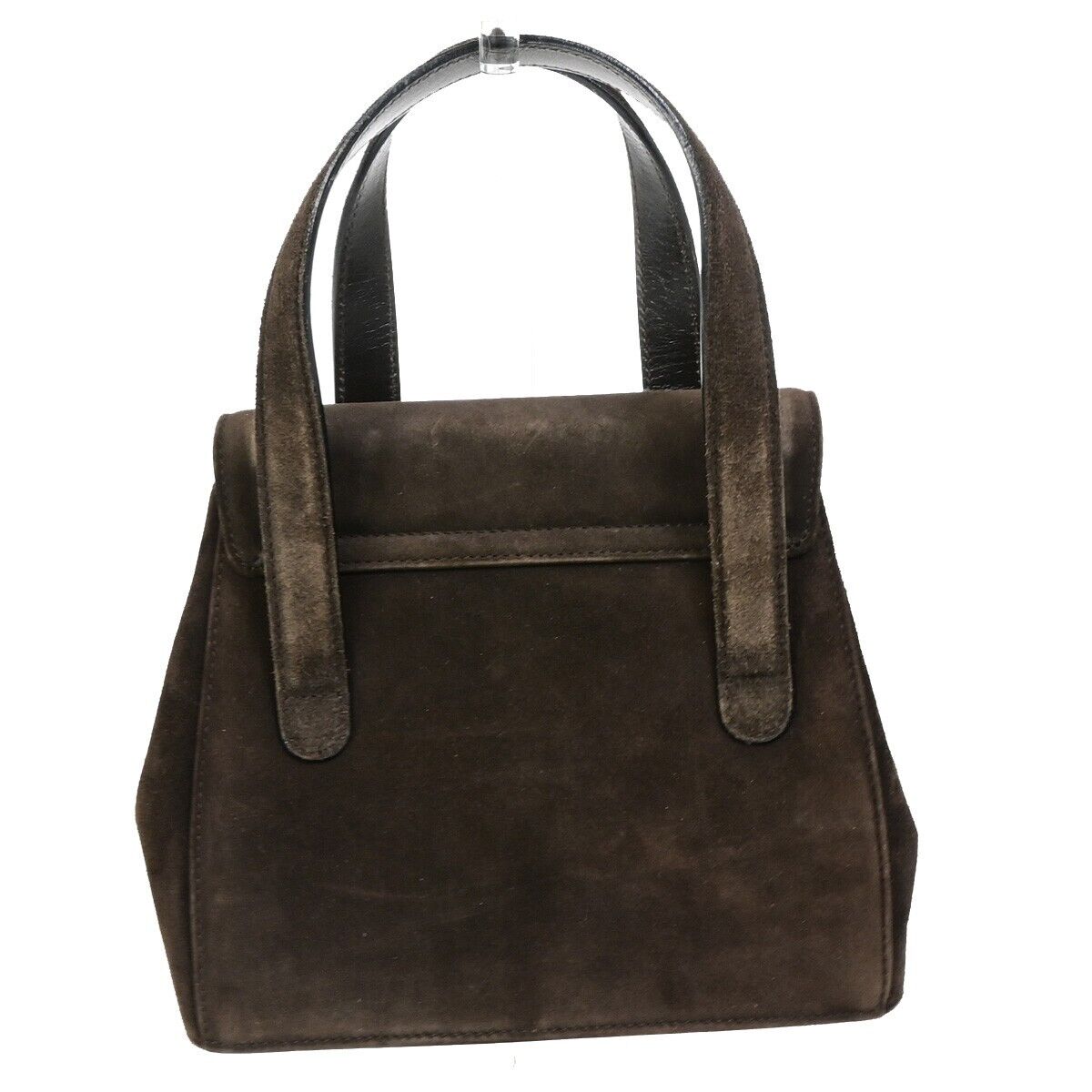SALVATORE FERRAGAMO Logo Gancini Hand Bag Suede Leather Brown GHW Italy 04FA937