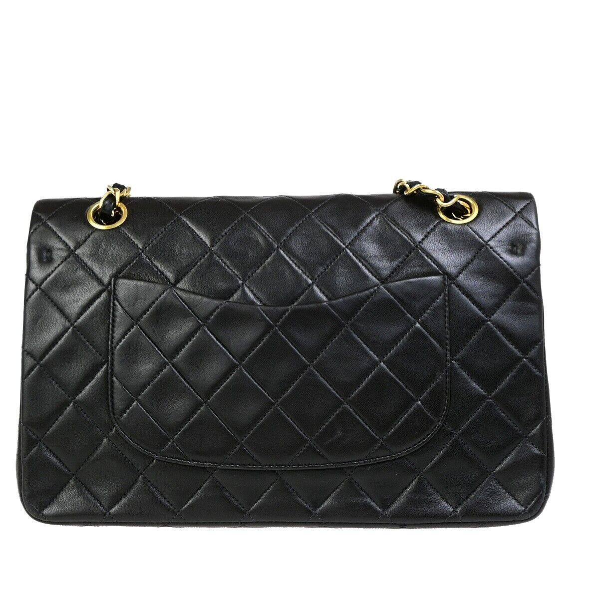 CHANEL CC Matelasse 25 Double Flap Chain Shoulder Bag Leather Black GHW 846RK718