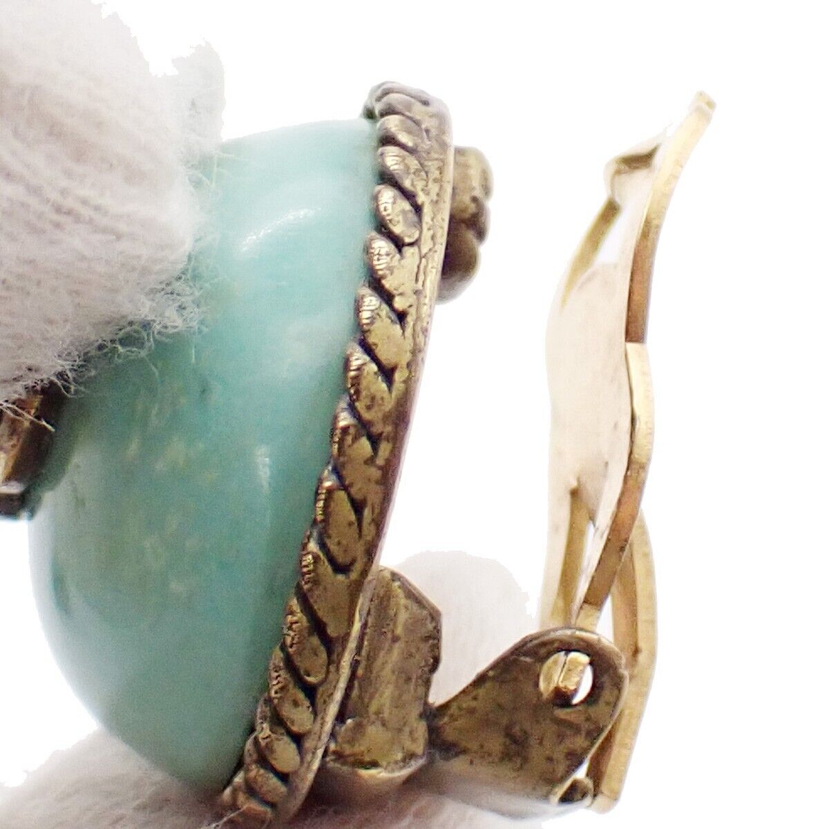 CHANEL CC Logo Color Stone Button Earrings Clip-On 00A Blue GHW 34YE515