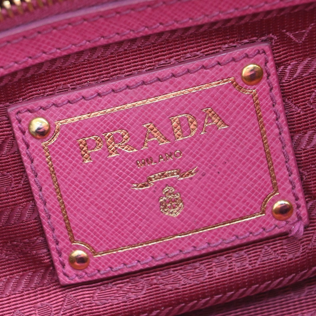PRADA MILANO Logo 2Way Shoulder Hand Bag Saffiano Leather Pink Orange75KB303