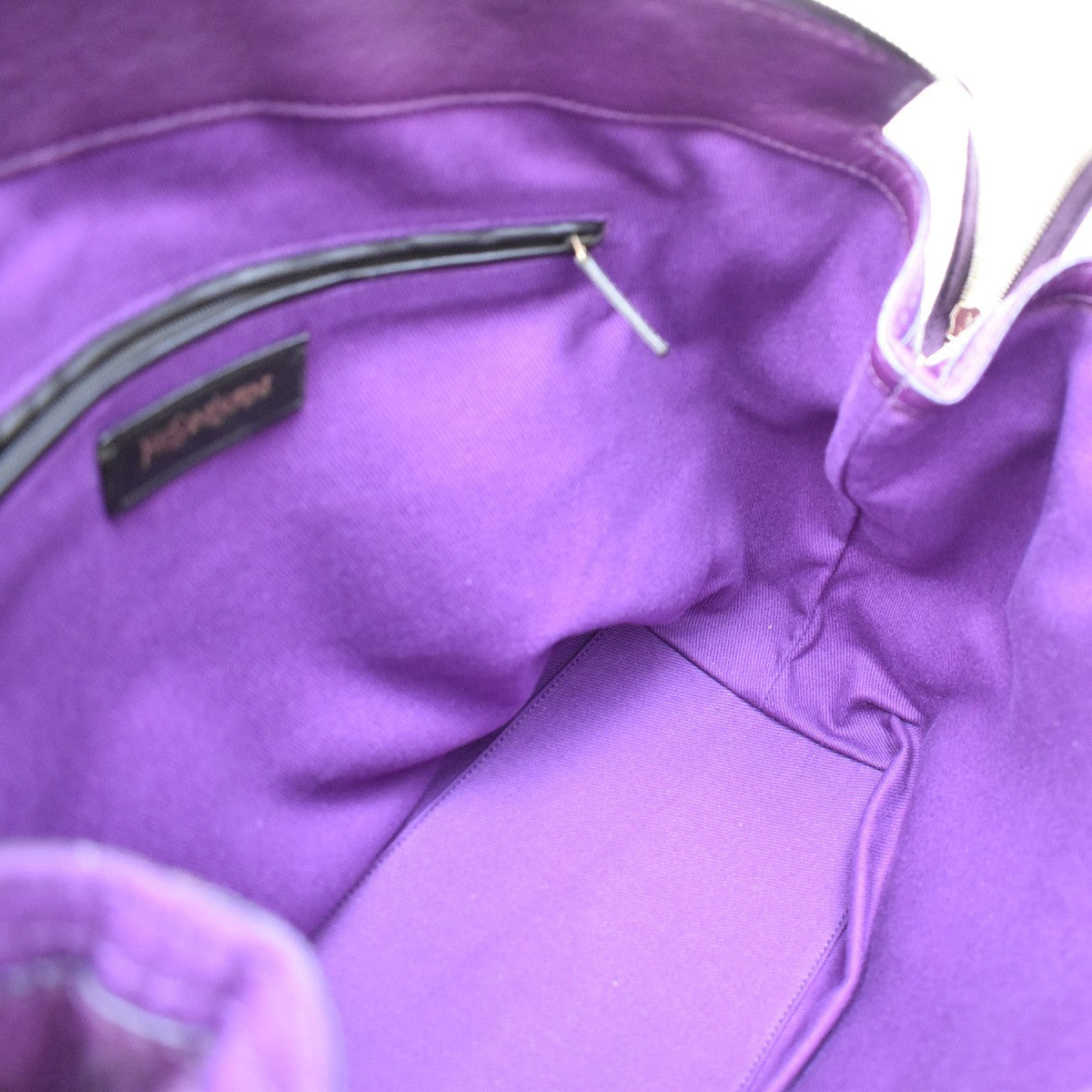 YVES SAINT LAURENT YSL Logo Hand Bag Leather Purple GHW Italy 32EF751