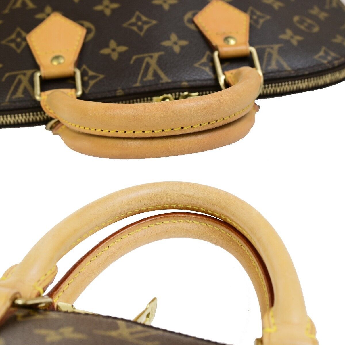LOUIS VUITTON LV Logo Alma Hand Bag Monogram Leather Brown France M51130 71EC881