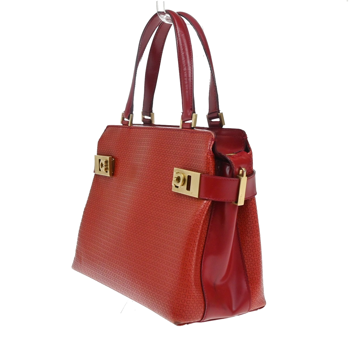 SALVATORE FERRAGAMO Logo Gancini Hand Bag Leather Red GHW Italy  66KA625