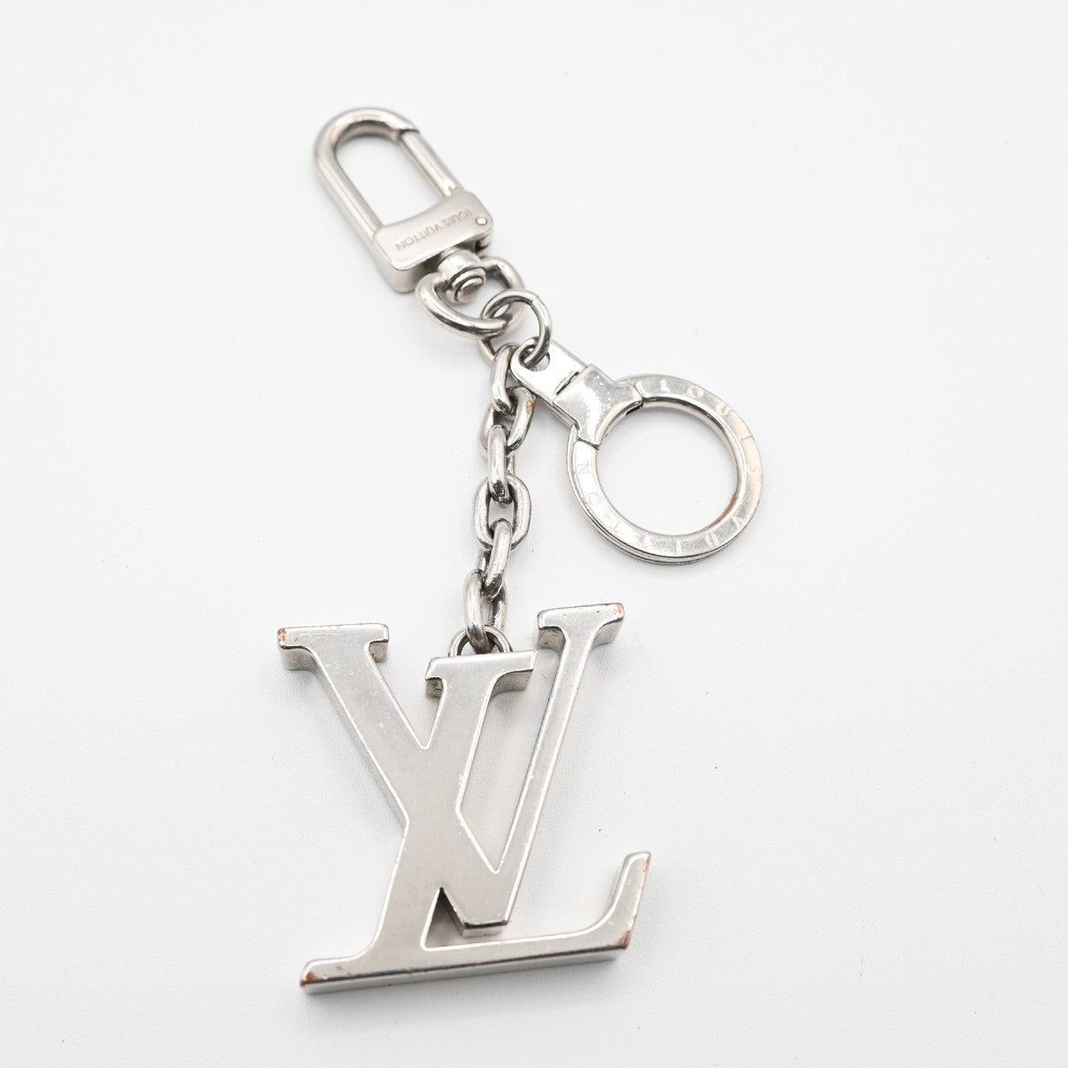 LOUIS VUITTON LV Porte Cles Initiales LV Charm Key Ring Silver M65071 67MA374